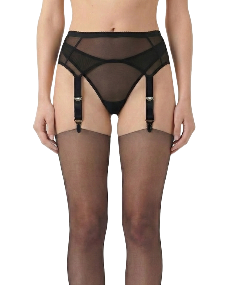 Mesh Garter Belt with Stockings